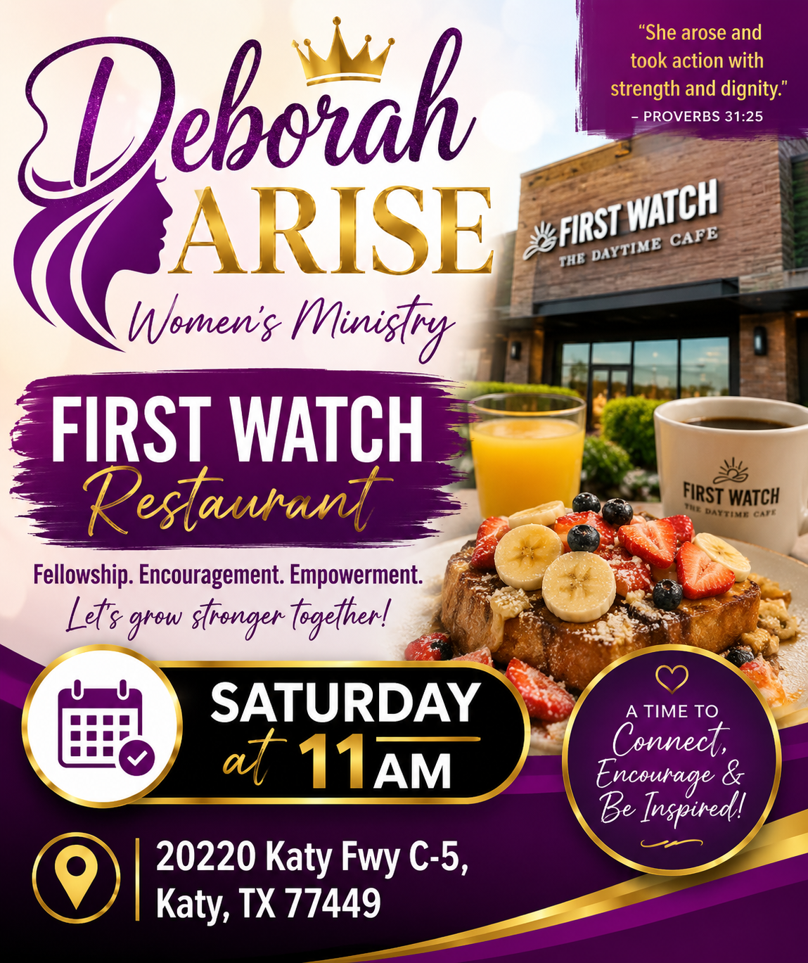 Deborah Arise Women's Ministry at First Watch Restaurant — Saturday at 11 AM