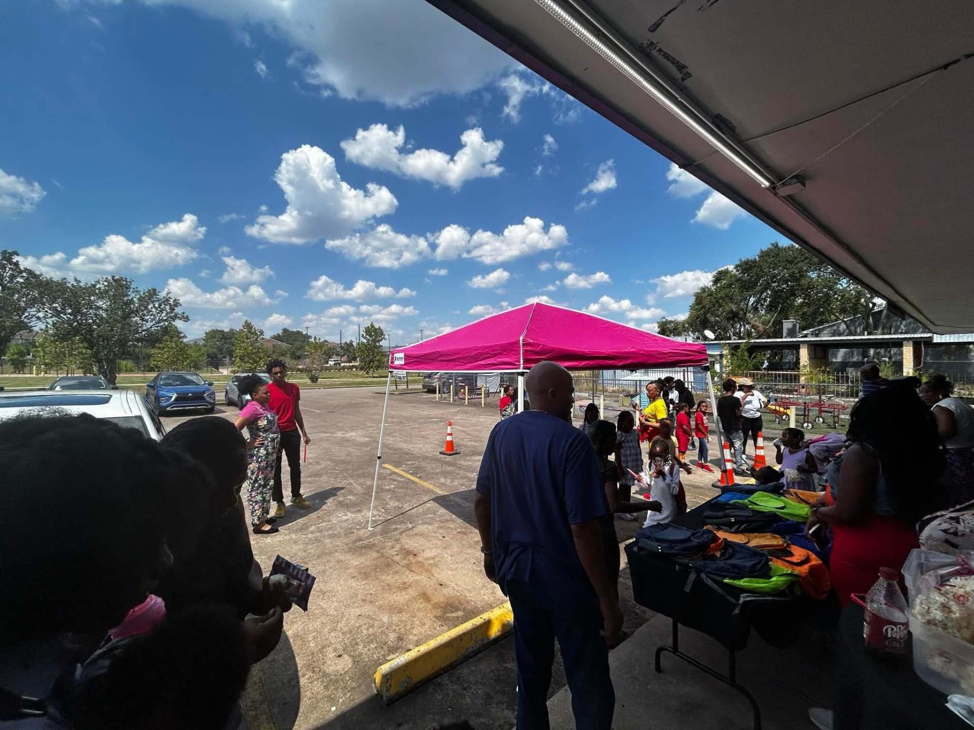 Backpack giveaway tent